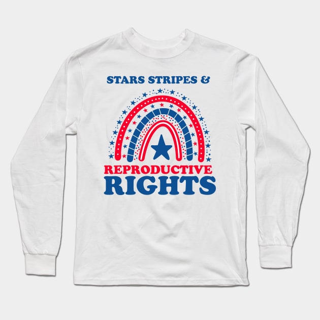 Pro Choice Boho Rainbow Feminist Stars Stripes Reproductive Rights Long Sleeve T-Shirt by BadDesignCo